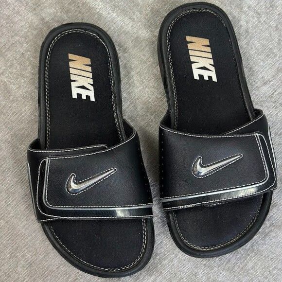 Nike Comfort Slide 2 Sandals Men\'s 7 Black Metallic Silver  Memory Foam Y2K main image 7